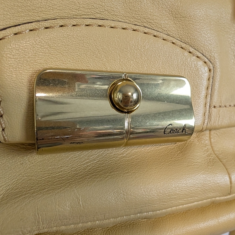 COACH Yellow Buttercup Leather Double Zipper Kristin Satchel Shoulder - Picture 5 of 16